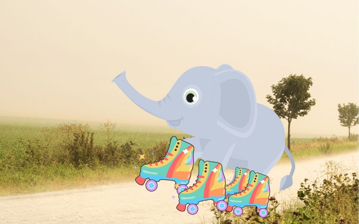 O elefante de patins