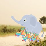 O elefante de patins